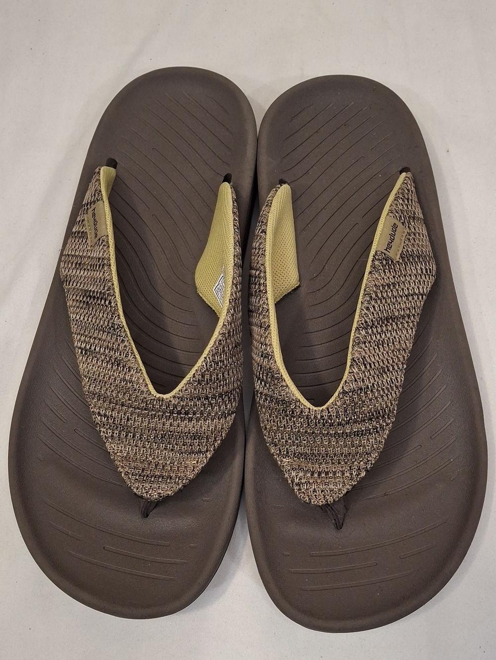 Hey Dude Men's Brown and Tan Knit Thong Flip Flops. Worn Twice.